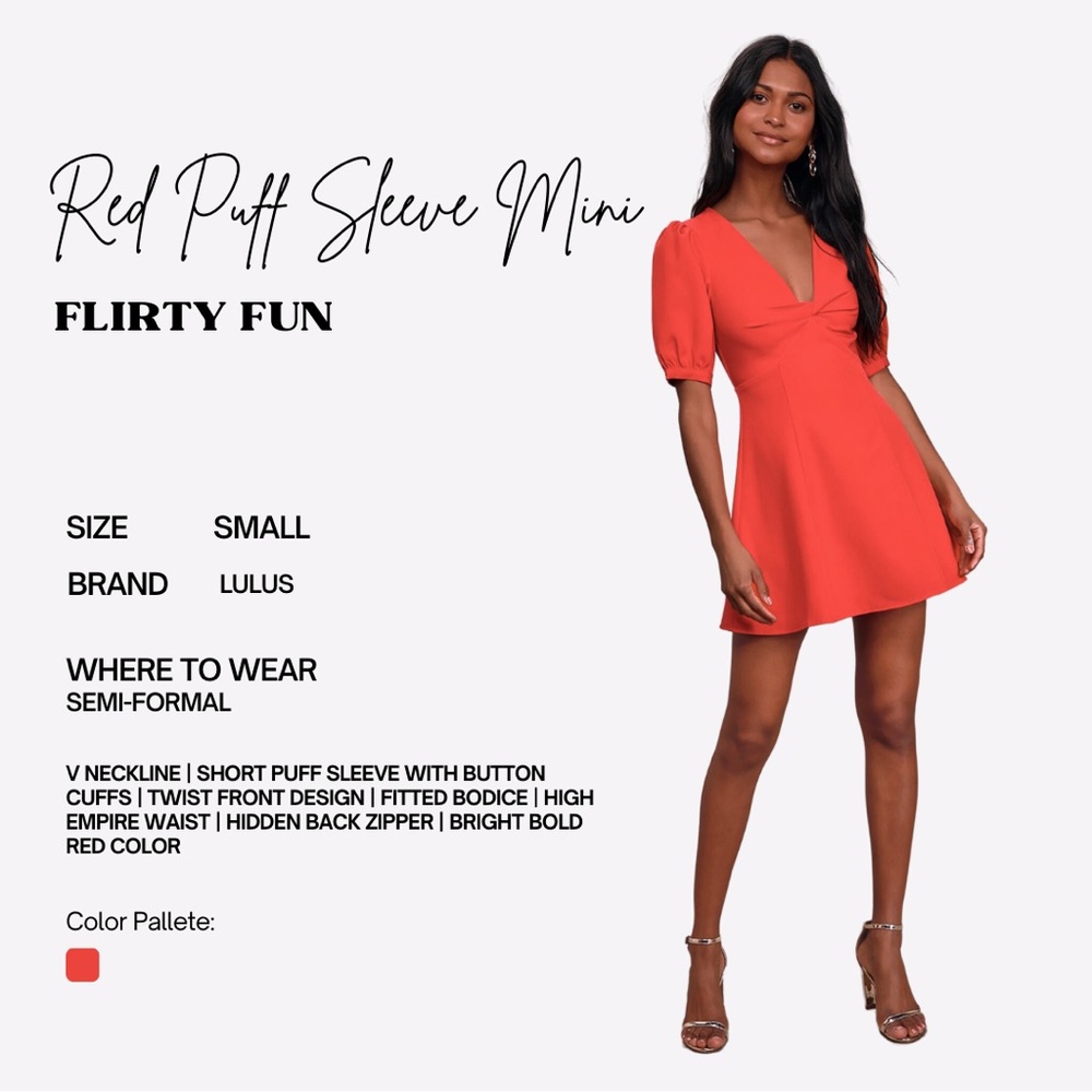 Red Puff Sleeve Mini-Size Small